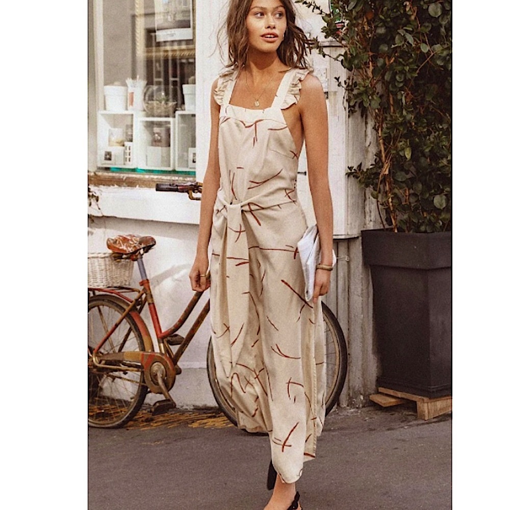 Anthropologie Sancia Ines Ruffle Dress in Nude. Size XS. NWOT